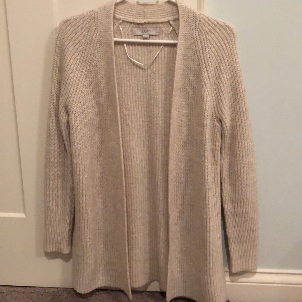LOFT Petite Ribbed Open Cardigan
